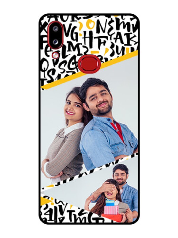Custom Galaxy A10s Custom Glass Mobile Case - Letters Pattern Design