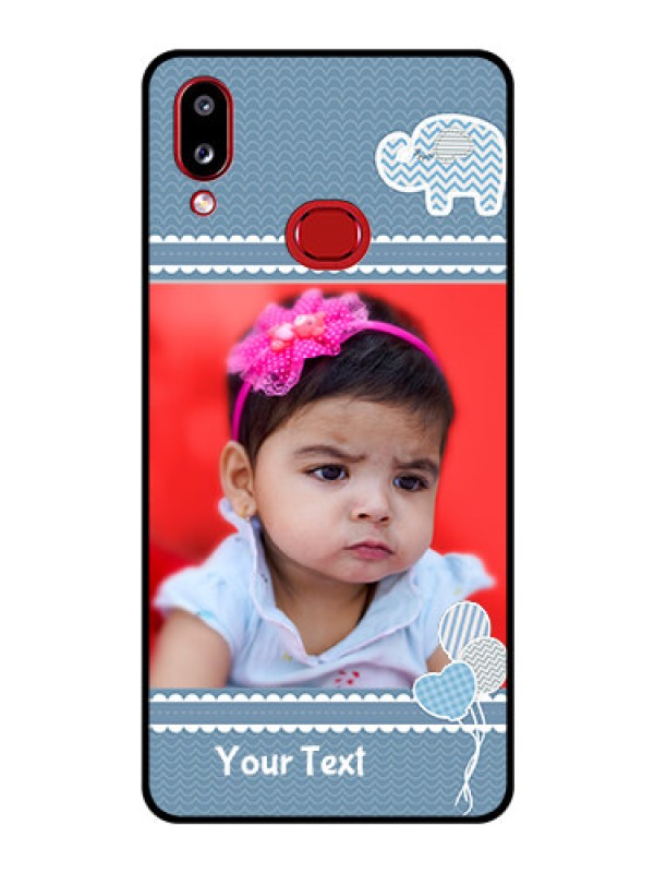 Custom Galaxy A10s Photo Printing on Glass Case - with Kids Pattern Design