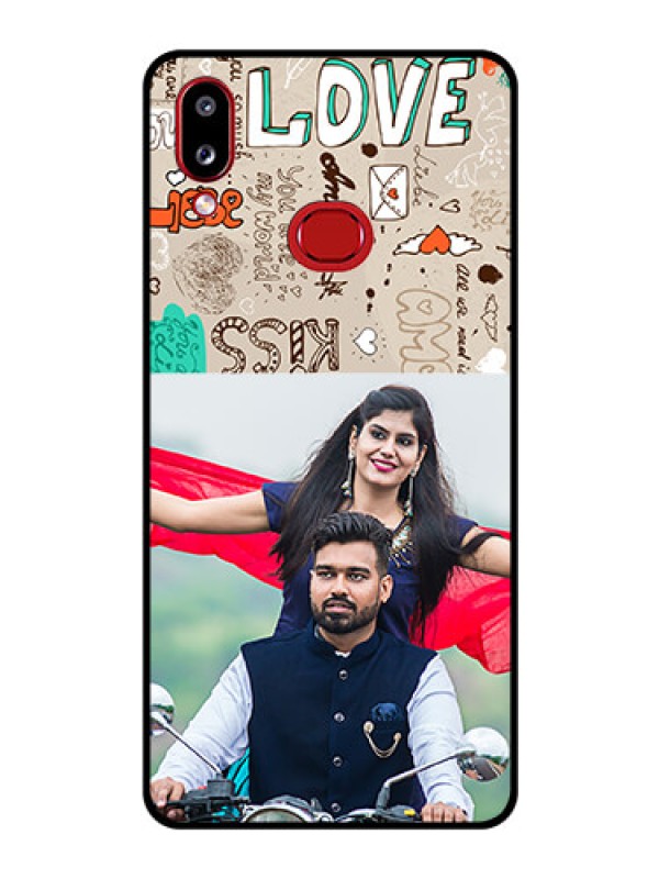 Custom Galaxy A10s Custom Glass Phone Case - Love Doodle Pattern 