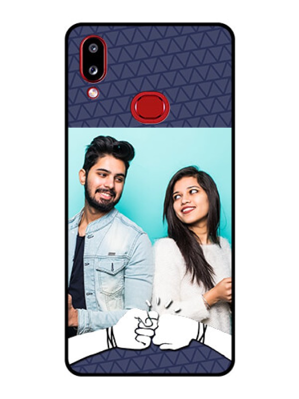 Custom Galaxy A10s Photo Printing on Glass Case - with Best Friends Design 