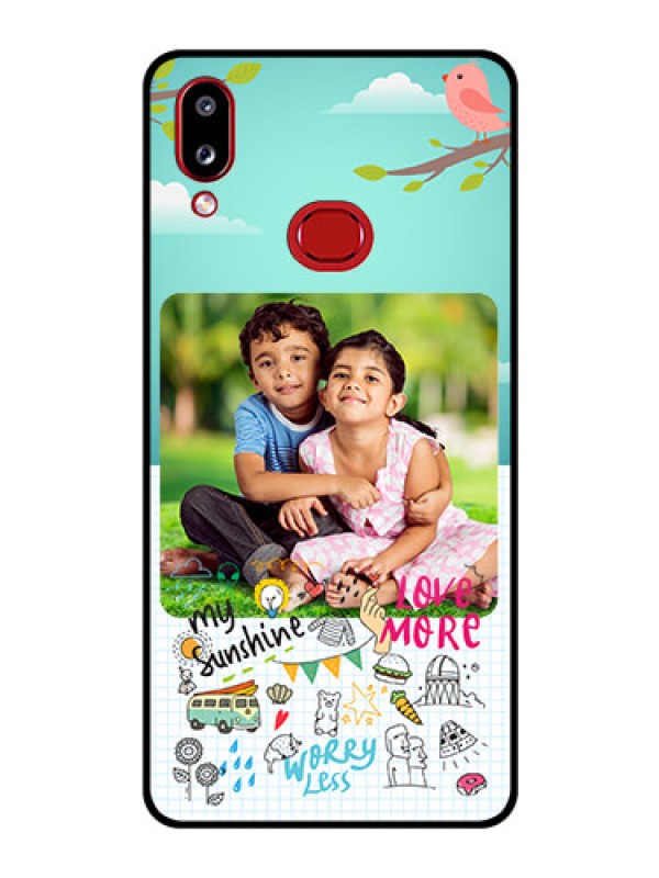 Custom Galaxy A10s Photo Printing on Glass Case - Doodle love Design