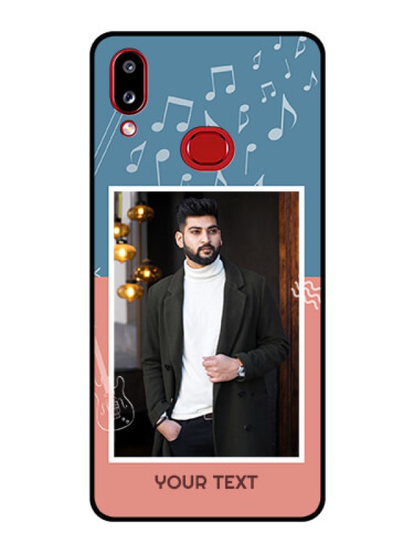 Custom Galaxy A10s Photo Printing on Glass Case - with Color Musical Note Design