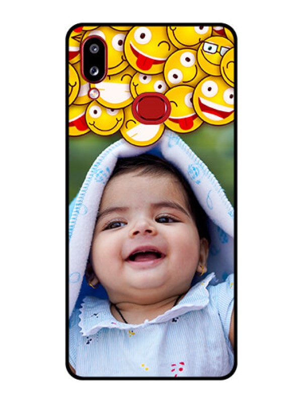 Custom Galaxy A10s Custom Glass Mobile Case - with Smiley Emoji Design