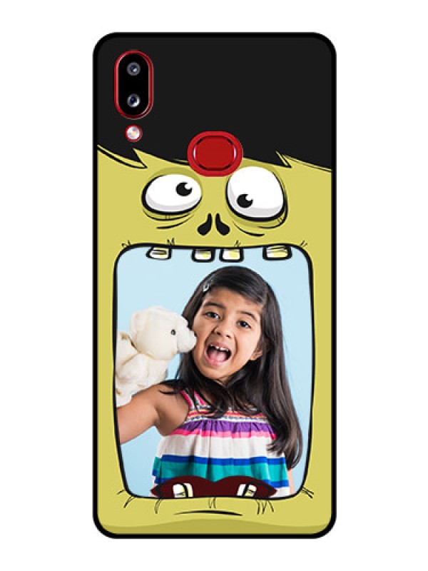 Custom Galaxy A10s Personalized Glass Phone Case - Cartoon monster back case Design