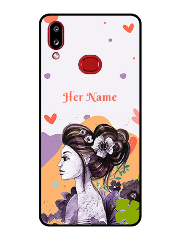 Custom Galaxy A10s Personalized Glass Phone Case - Woman And Nature Design