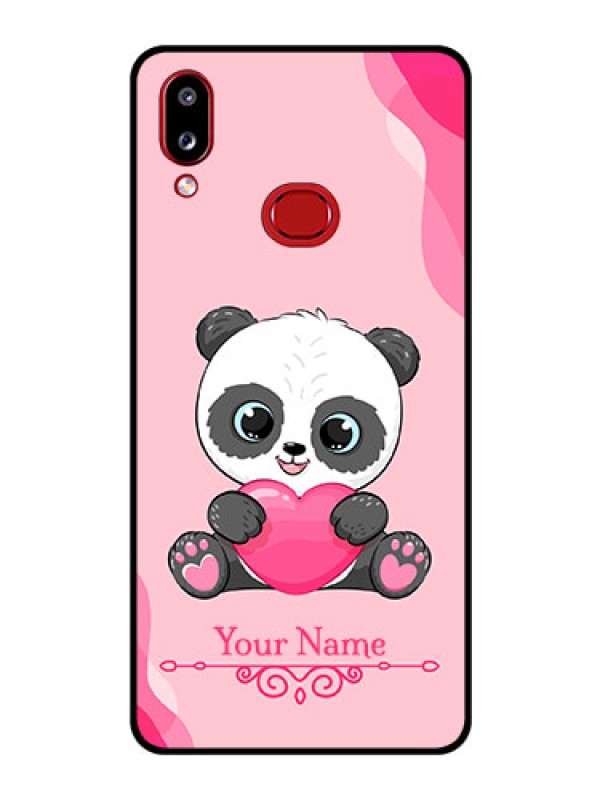 Custom Galaxy A10s Custom Glass Mobile Case - Cute Panda Design