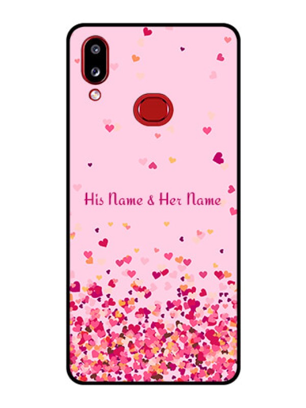 Custom Galaxy A10s Photo Printing on Glass Case - Floating Hearts Design