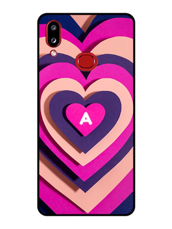 Custom Galaxy A10s Custom Glass Mobile Case - Cute Heart Pattern Design