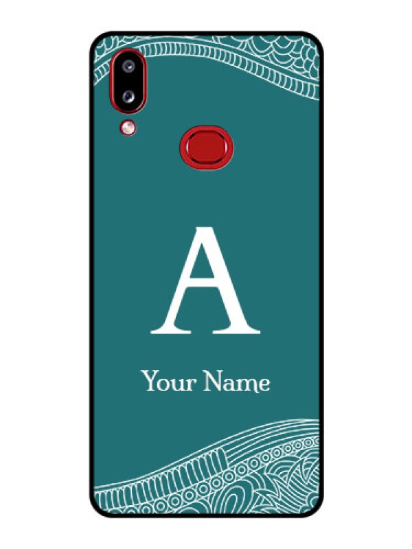 Custom Galaxy A10s Personalized Glass Phone Case - line art pattern with custom name Design