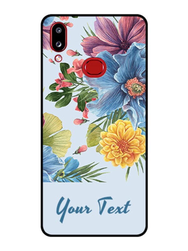 Custom Galaxy A10s Custom Glass Mobile Case - Stunning Watercolored Flowers Painting Design