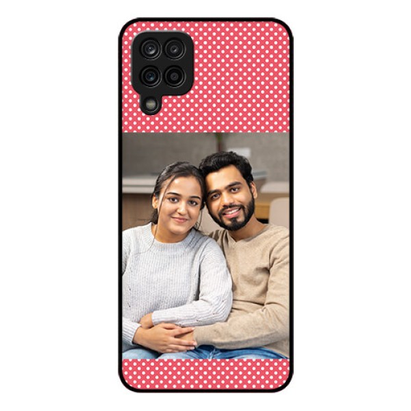 Galaxy A12 Custom Glass Phone Case - White Dotted Design Galaxy A12 Custom Glass Phone Case - White Dotted Design