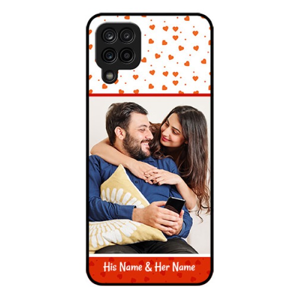 Galaxy A12 Custom Glass Phone Case - Orange Love Symbol Design