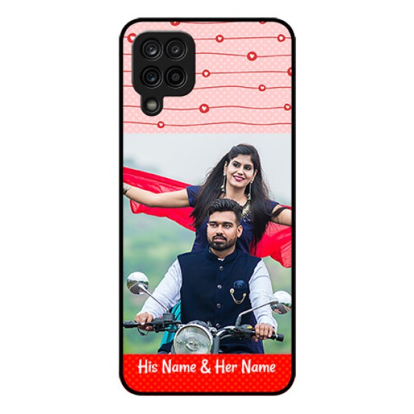 Galaxy A12 Personalized Glass Phone Case - Red Pattern Case Design Galaxy A12 Personalized Glass Phone Case - Red Pattern Case Design