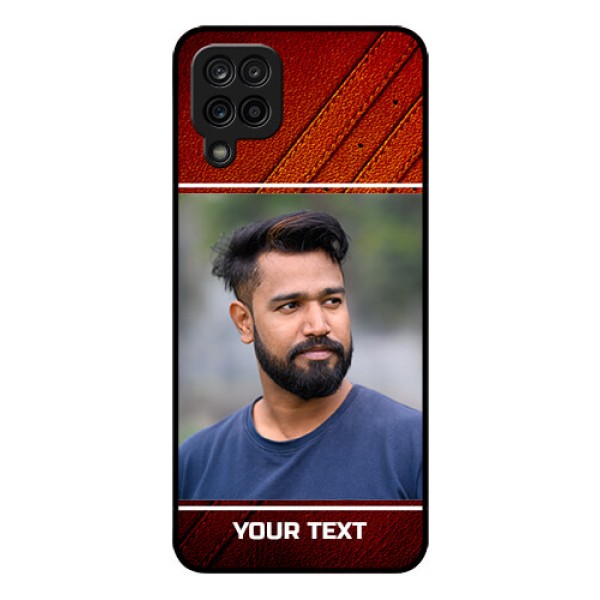 Galaxy A12 Personalized Glass Phone Case - Leather Phone Case Design