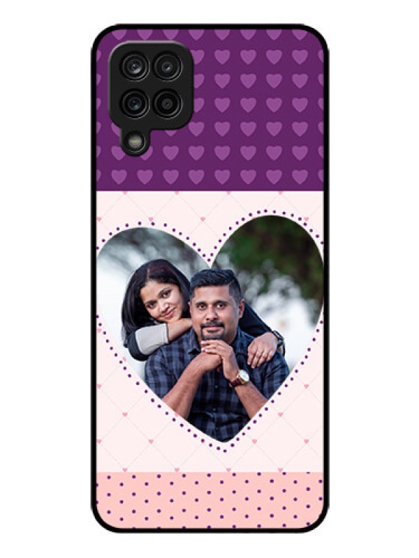 Custom Galaxy A12 Custom Glass Phone Case - Violet Love Dots Design