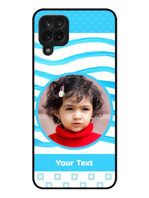 Custom Galaxy A12 Custom Glass Phone Case - Simple Blue Case Design