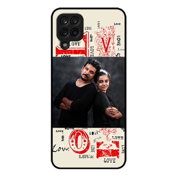 Galaxy A12 Photo Printing on Glass Case - Trendy Love Design Case