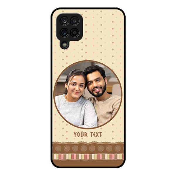Galaxy A12 Custom Glass Mobile Case - Brown Dotted Mobile Case Design Galaxy A12 Custom Glass Mobile Case - Brown Dotted Mobile Case Design