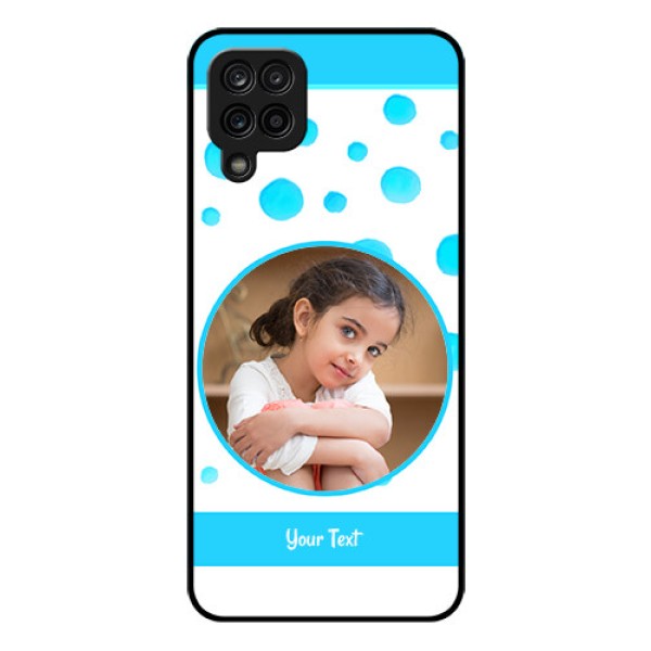 Galaxy A12 Photo Printing on Glass Case - Blue Bubbles Pattern Design Galaxy A12 Photo Printing on Glass Case - Blue Bubbles Pattern Design