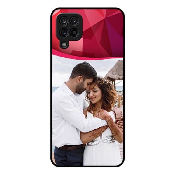 Galaxy A12 Custom Glass Mobile Case - Red Abstract Design Galaxy A12 Custom Glass Mobile Case - Red Abstract Design