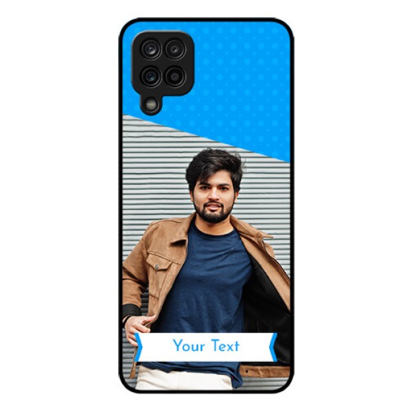 Galaxy A12 Photo Printing on Glass Case - Simple Blue Color Design