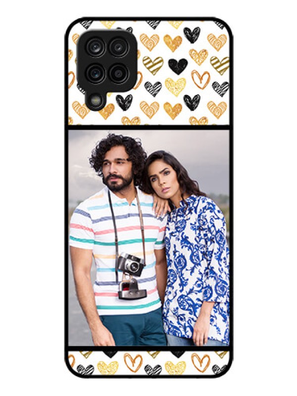Custom Galaxy A12 Photo Printing on Glass Case - Love Symbol Design