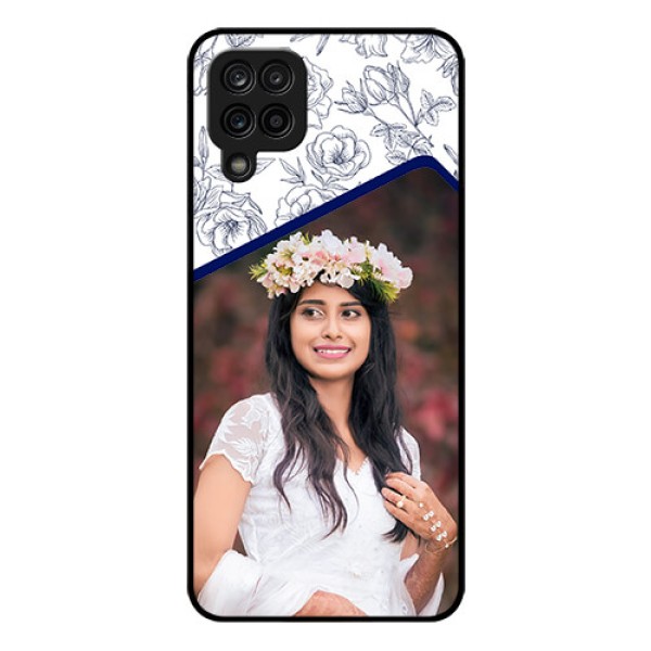 Galaxy A12 Personalized Glass Phone Case - Premium Floral Design