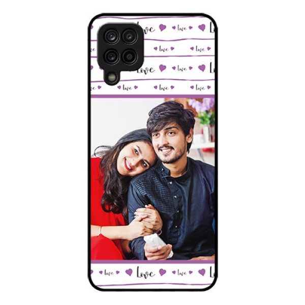Galaxy A12 Custom Glass Mobile Case - Couples Heart Design Galaxy A12 Custom Glass Mobile Case - Couples Heart Design