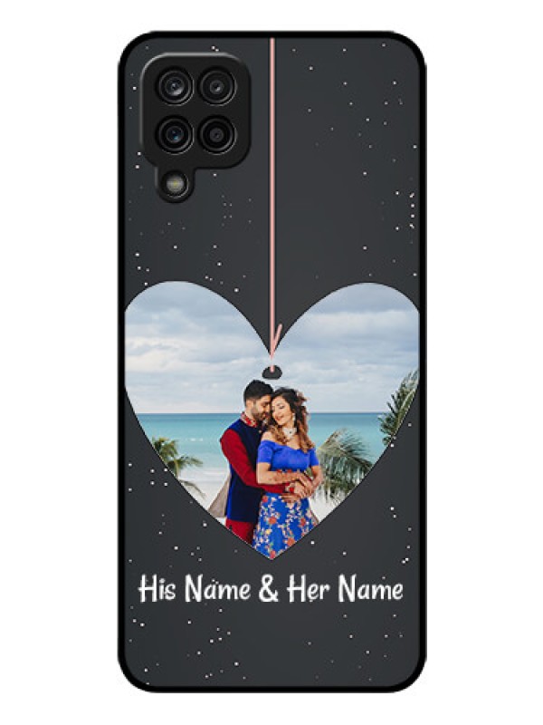 Custom Galaxy A12 Custom Glass Phone Case - Hanging Heart Design