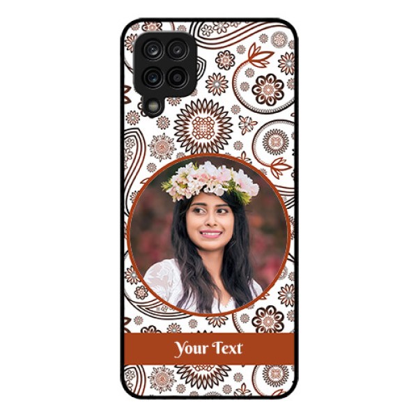 Galaxy A12 Custom Glass Mobile Case - Abstract Floral Design 