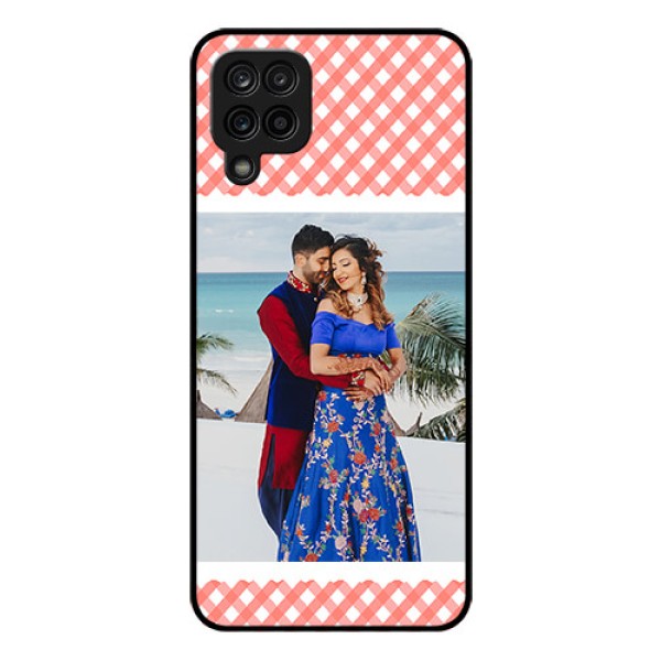 Galaxy A12 Personalized Glass Phone Case - Pink Pattern Design Galaxy A12 Personalized Glass Phone Case - Pink Pattern Design