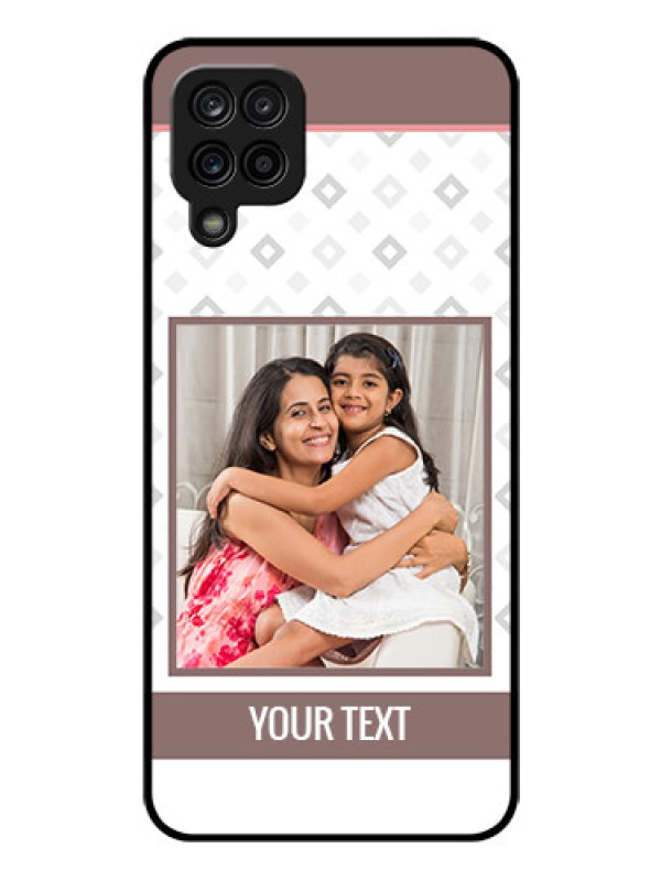 Custom Galaxy A12 Photo Printing on Glass Case - Simple Diamond Design