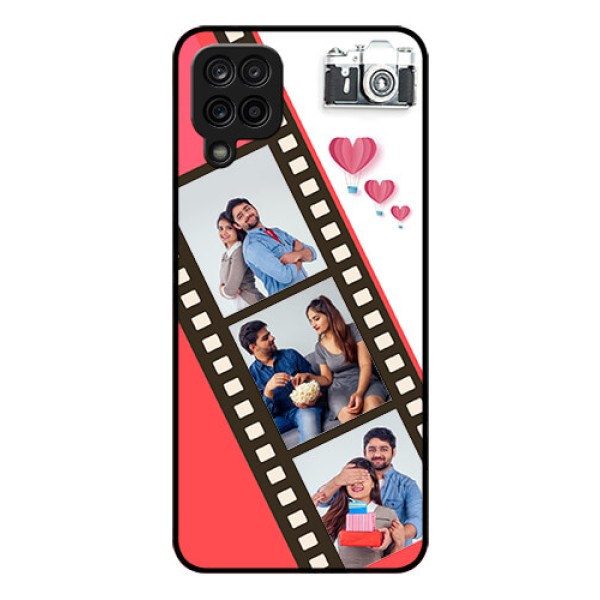 Galaxy A12 Personalized Glass Phone Case - 3 Image Holder with Film Reel Galaxy A12 Personalized Glass Phone Case - 3 Image Holder with Film Reel