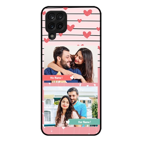 Galaxy A12 Custom Glass Mobile Case - Photo with Heart Design