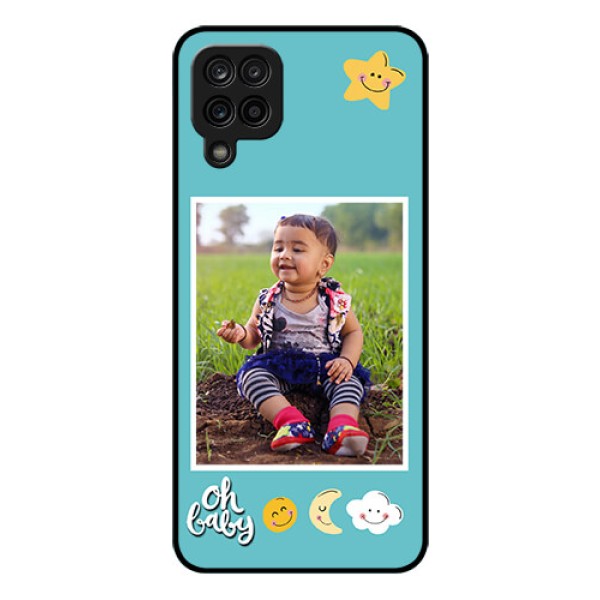 Galaxy A12 Personalized Glass Phone Case - Smiley Kids Stars Design Galaxy A12 Personalized Glass Phone Case - Smiley Kids Stars Design