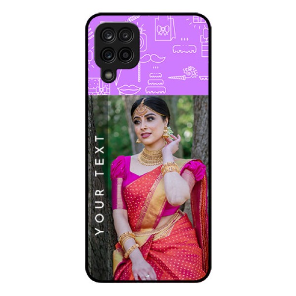 Galaxy A12 Custom Glass Mobile Case - Birthday Icons Design Galaxy A12 Custom Glass Mobile Case - Birthday Icons Design