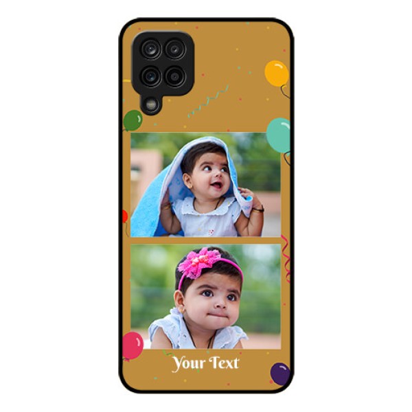 Galaxy A12 Personalized Glass Phone Case - Image Holder with Birthday Celebrations Design
