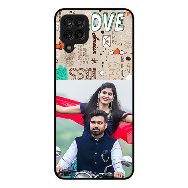 Galaxy A12 Custom Glass Phone Case - Love Doodle Pattern 
