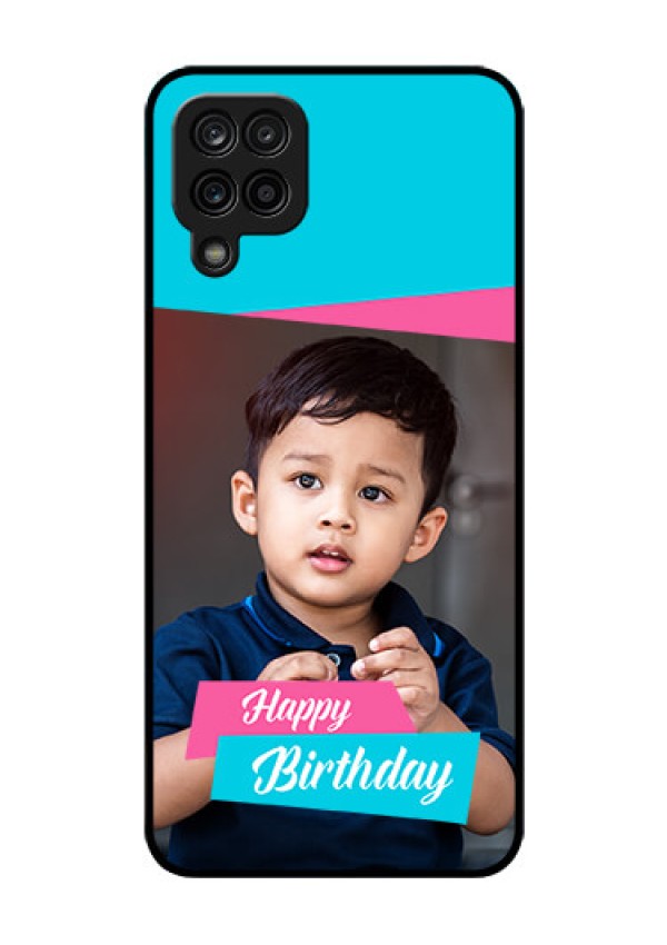 Galaxy A12 Personalized Glass Phone Case - Image Holder with 2 Color Design