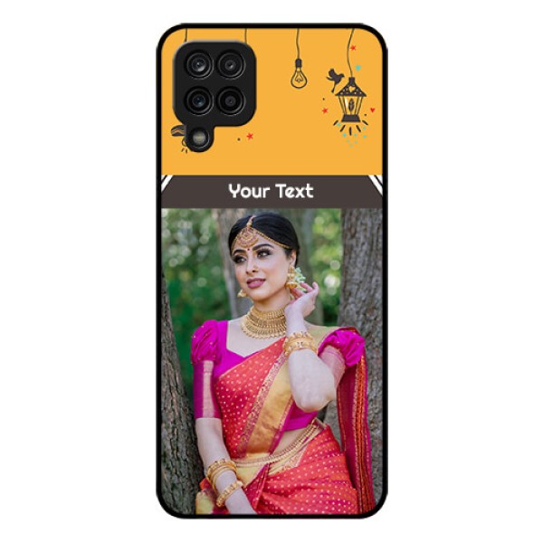 Galaxy A12 Custom Glass Mobile Case - with Family Picture and Icons 