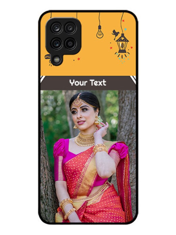 Custom Galaxy A12 Custom Glass Mobile Case - with Family Picture and Icons 