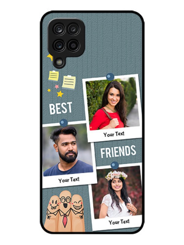 Custom Galaxy A12 Personalized Glass Phone Case - Sticky Frames and Friendship Design