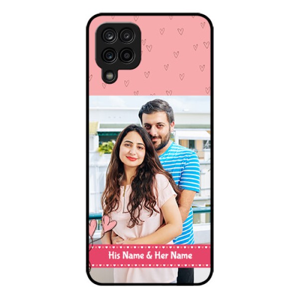 Galaxy A12 Personalized Glass Phone Case - Love Design Peach Color