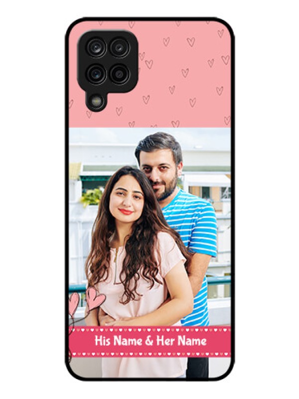 Custom Galaxy A12 Personalized Glass Phone Case - Love Design Peach Color