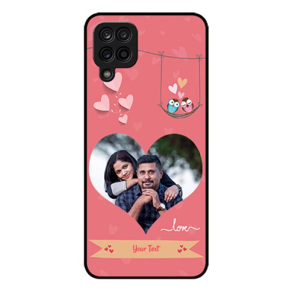 Galaxy A12 Personalized Glass Phone Case - Peach Color Love Design 