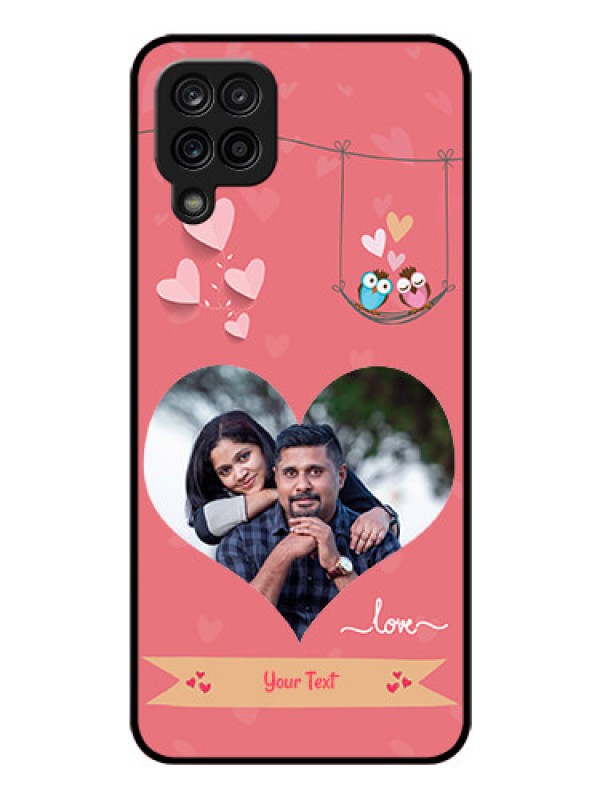 Custom Galaxy A12 Personalized Glass Phone Case - Peach Color Love Design 