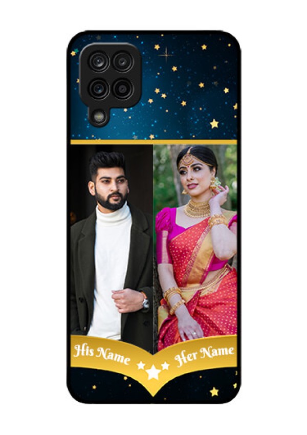 Galaxy A12 Custom Glass Phone Case - Galaxy Stars Backdrop Design