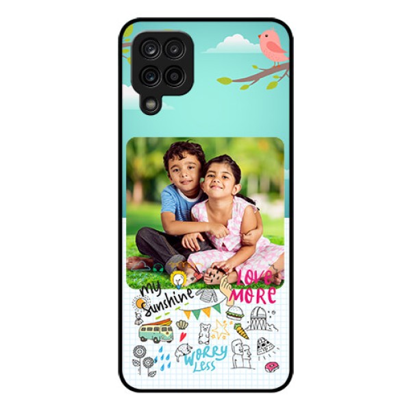 Galaxy A12 Photo Printing on Glass Case - Doodle love Design