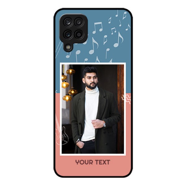 Galaxy A12 Photo Printing on Glass Case - with Color Musical Note Design Galaxy A12 Photo Printing on Glass Case - with Color Musical Note Design