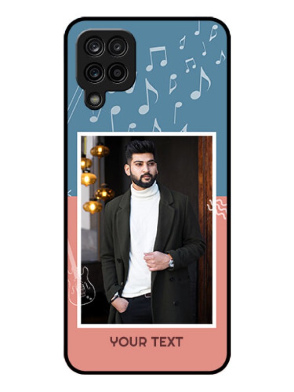 Custom Galaxy A12 Photo Printing on Glass Case - with Color Musical Note Design